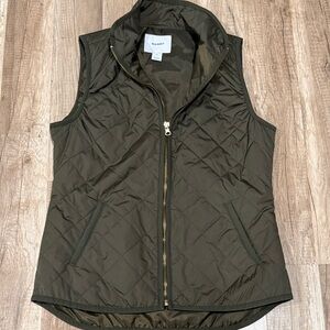 Old Navy Hunter Green Quilted Vest gold zipper size extra small